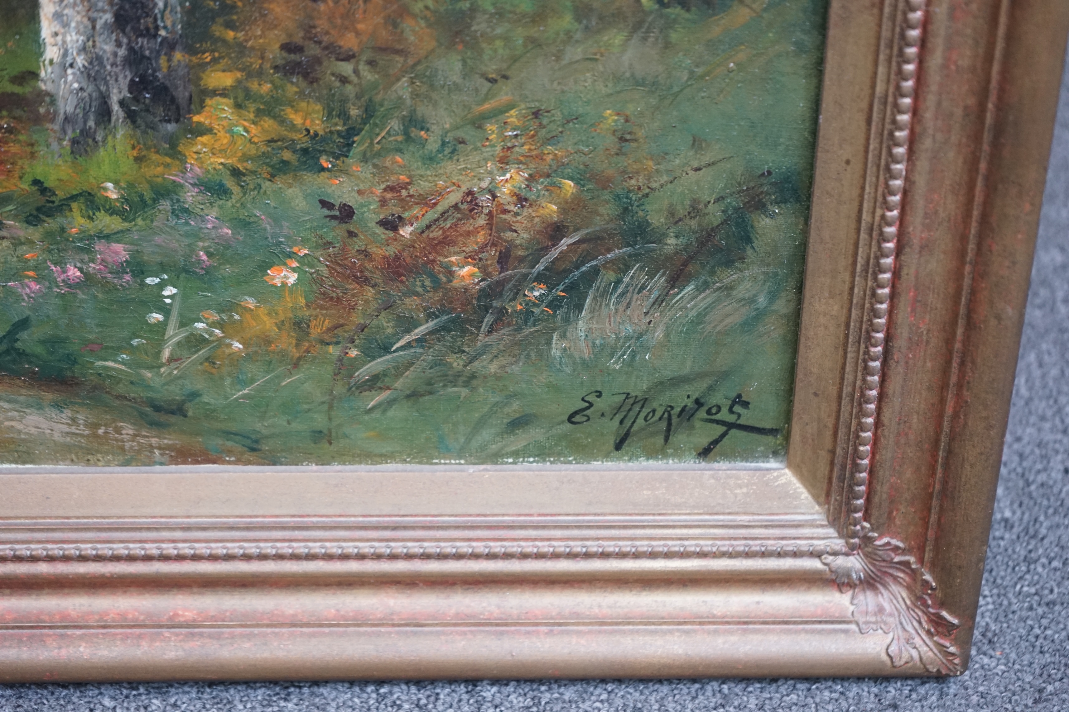Edma Morisot Pontillon (French, 1839-1921), Riverscape and Landscape, oil on canvas, a pair, 48 x 64cm